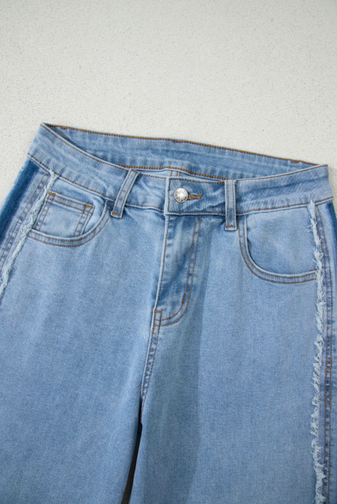 Jeans Le Sage May Beau Blue Contrast Stripe Frayed Panel – Modest Fashion