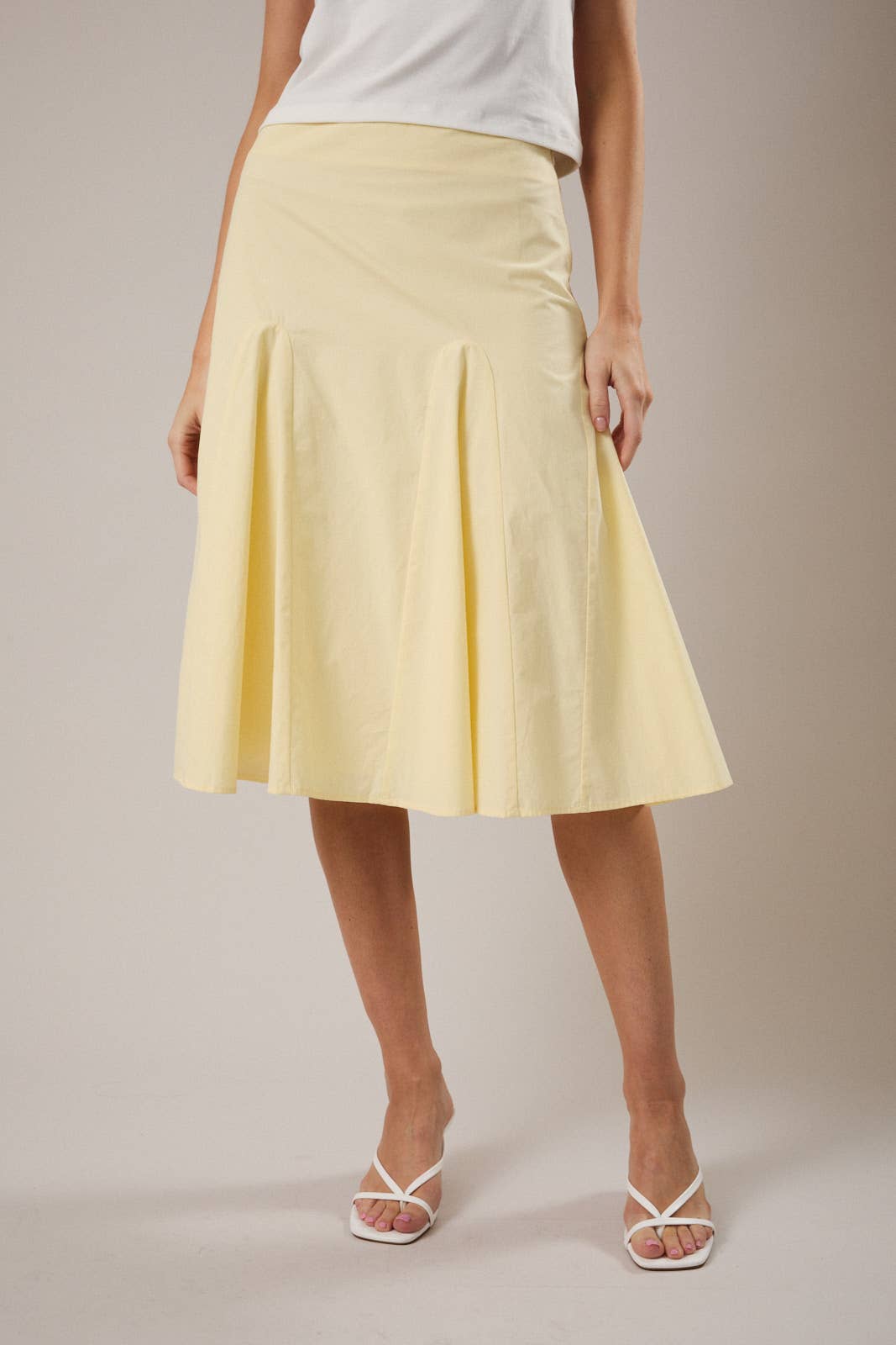Poplin Midi Skirt With Waist Godets Modest Women’s Boutique Style