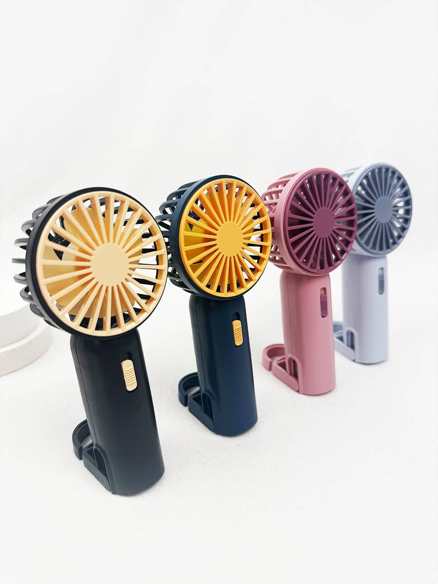 Portable Hand Fan With Pull-Out Stand, USB Rechargeable