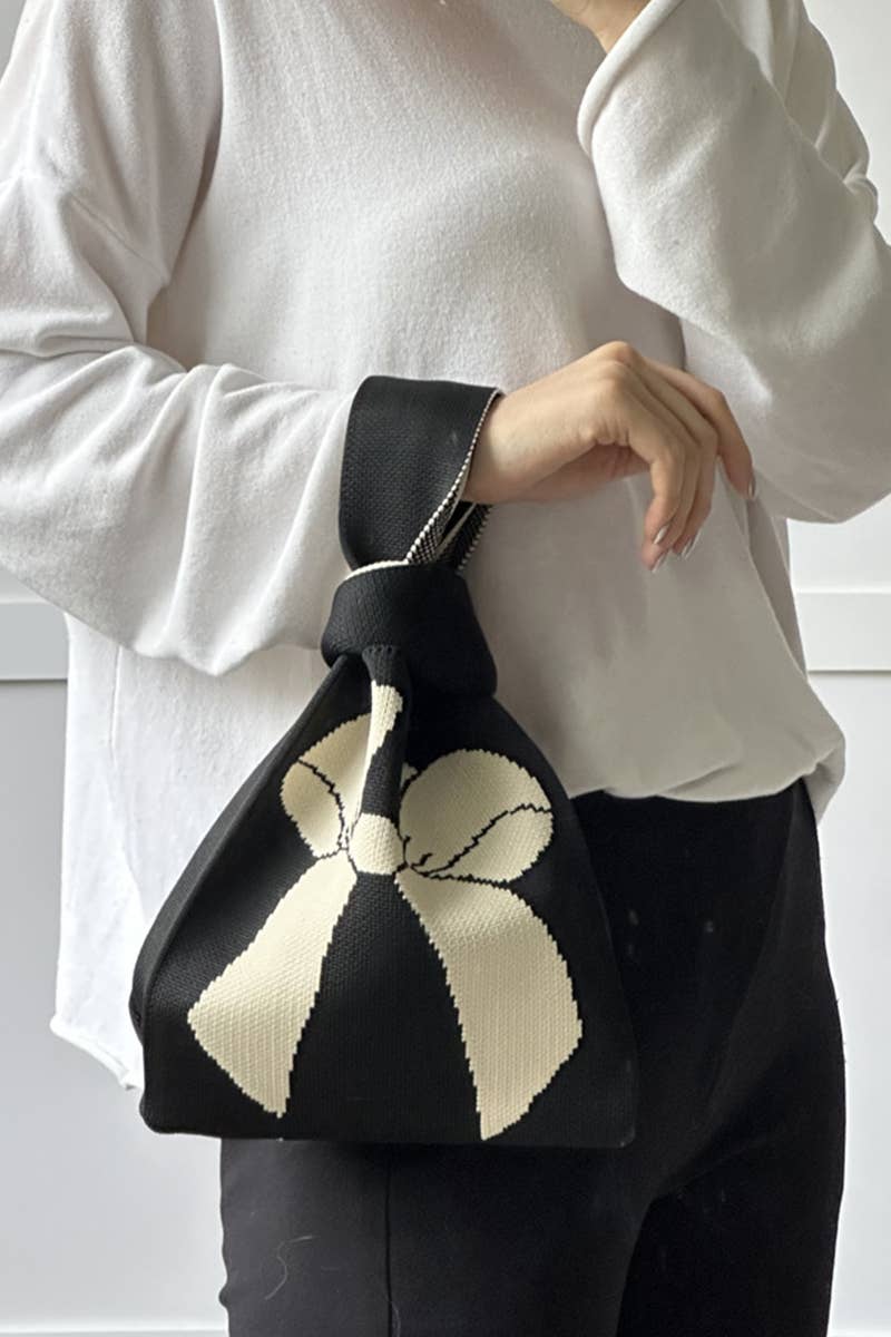 Tote Bag – Bow Ribbon Knitted Knot Texture, Lightweight