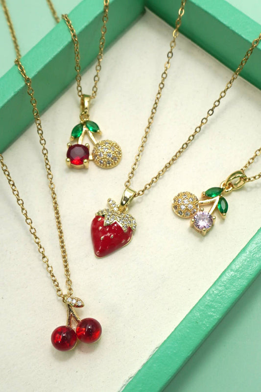 Fruit Pendant Necklace With 18K Gold Finish Stainless Steel Non Tarnish Gifts For Her