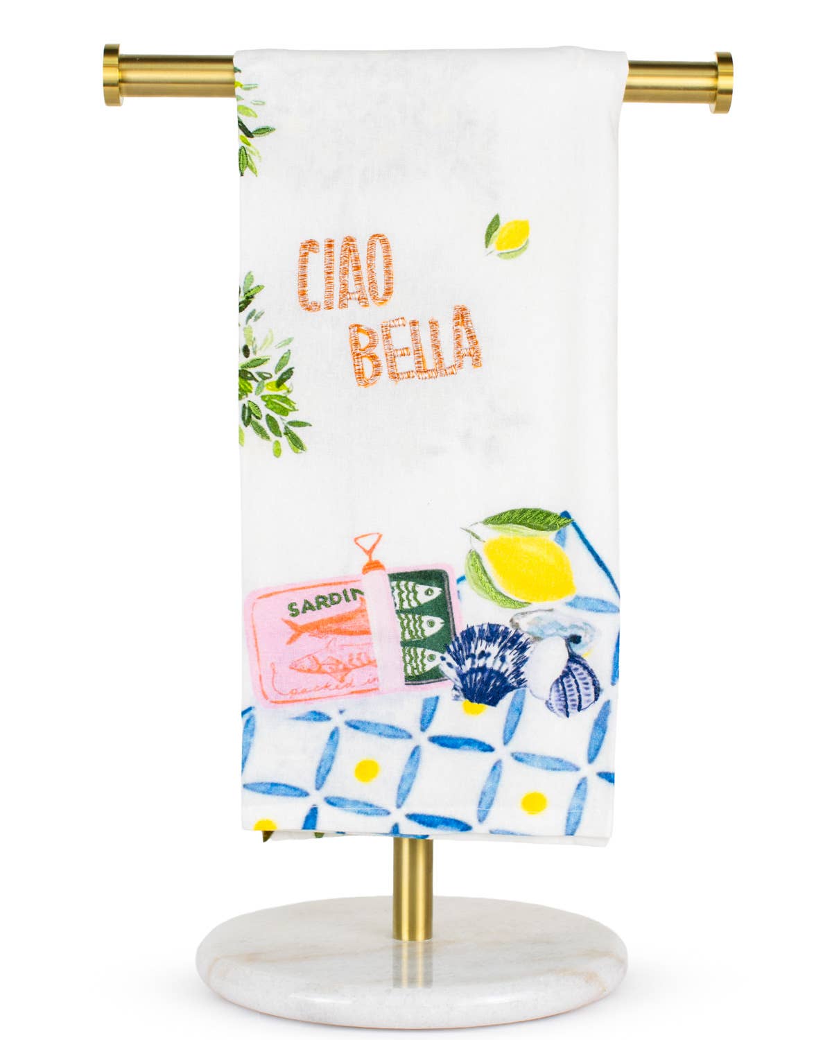 Hand Towel Ciao Bella Colorful Pattern Design White And Multicolor Gift For Her