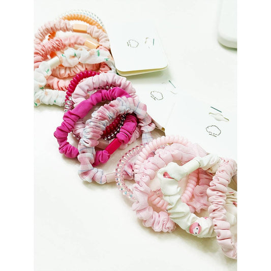 Hair Ties Pink Tone Multi Design Mixed Patterns