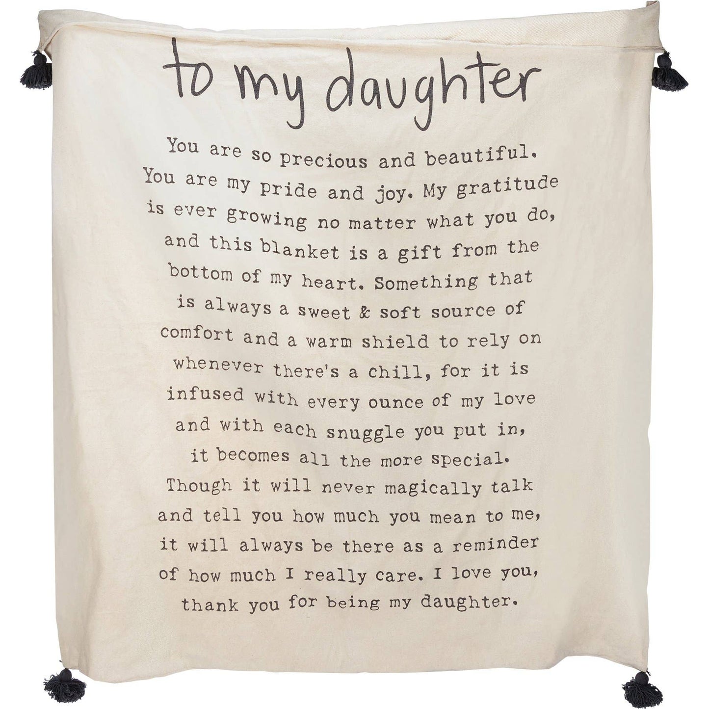 Throw Blanket To My Daughter Poetry Collection Neutral Colors Gifts For Her