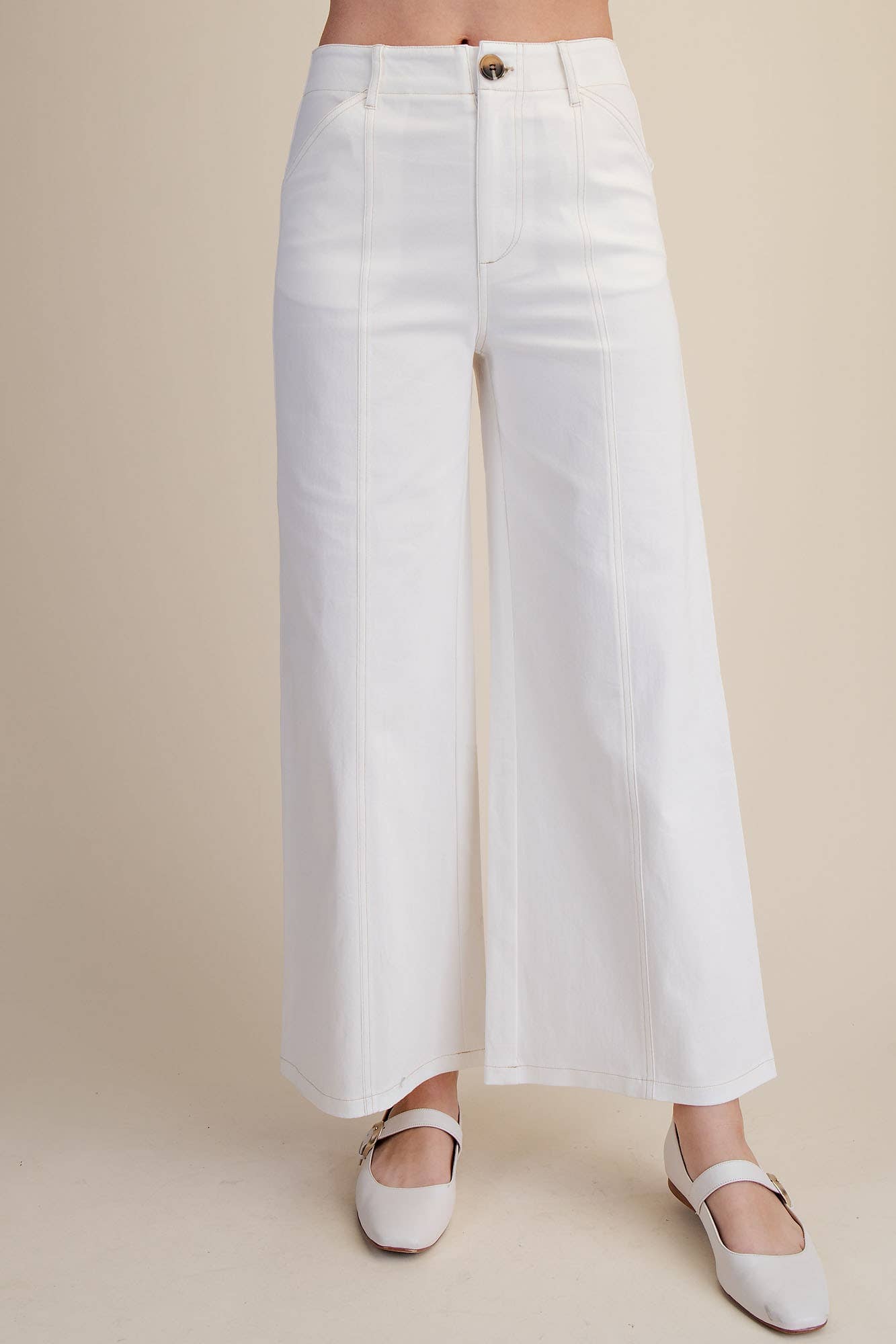 Pants High Rise Stitch Seamed Crop With Pockets Modest Fashion Faith Based