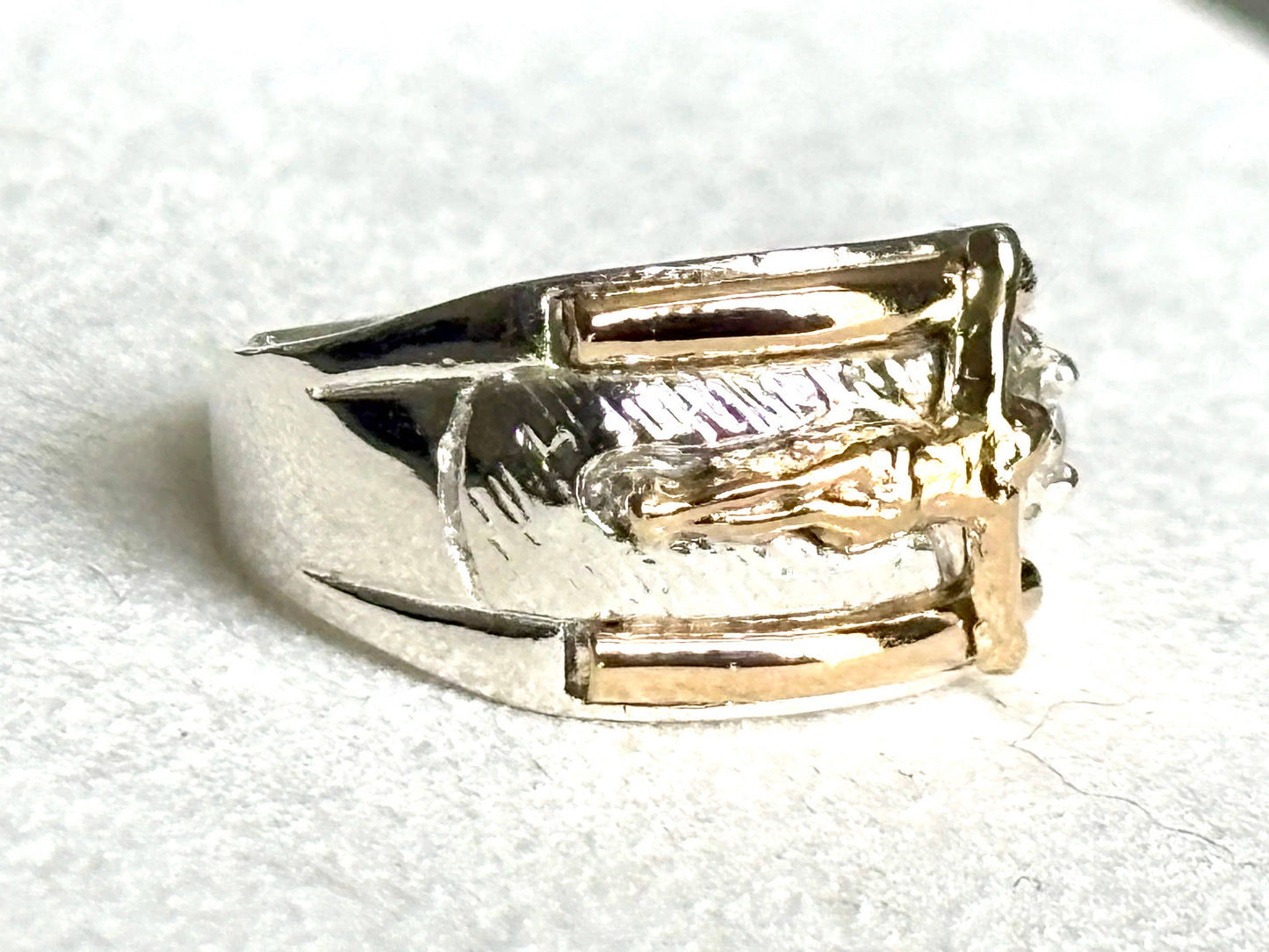 Jesus Cross Ring - Handcrafted Sterling Silver With 10K Gold Finish