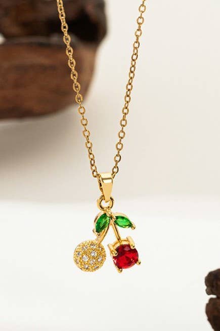 Fruit Pendant Necklace With 18K Gold Finish Stainless Steel Non Tarnish Gifts For Her