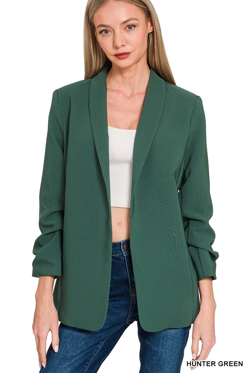 Boss Lady Blazer | Three Quarter Ruched Sleeves