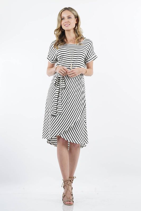 Tie At Waist Everyday Midi Dress - Modest, Tulip Hem