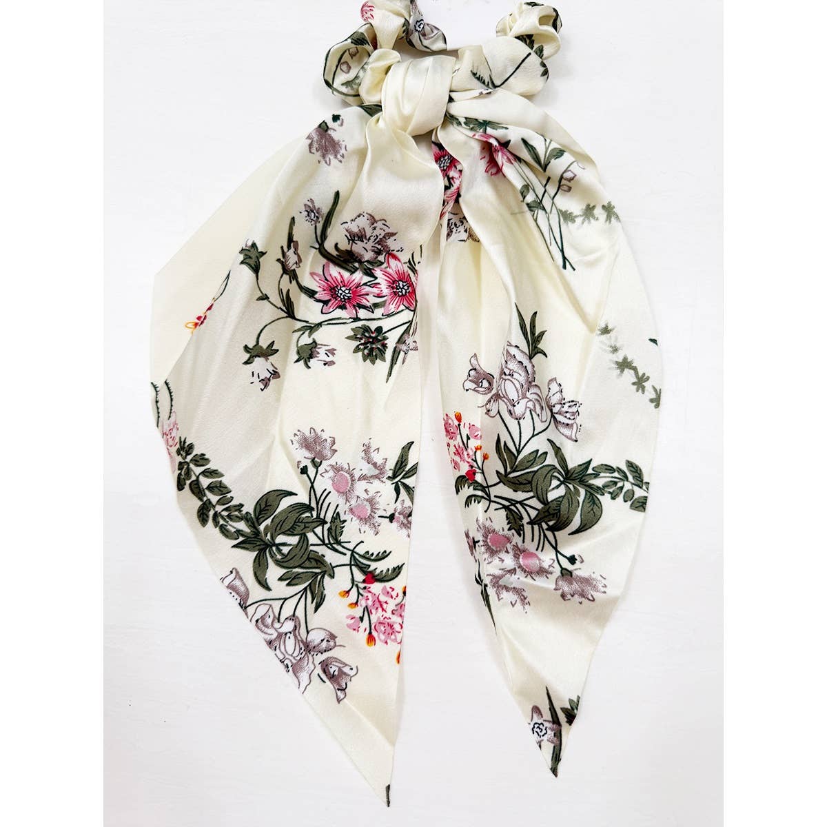 Hair Scrunchie Satin Floral Long Tail Accessory Modest Fashion