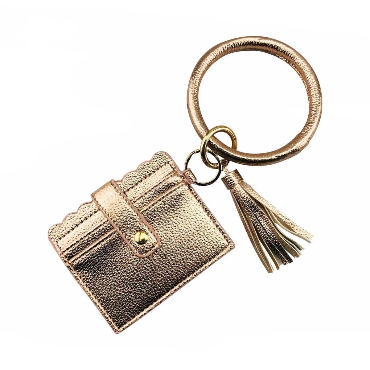 Bangle Keychain Wallet With ID Window In Vegan Leather For Handsfree Chic