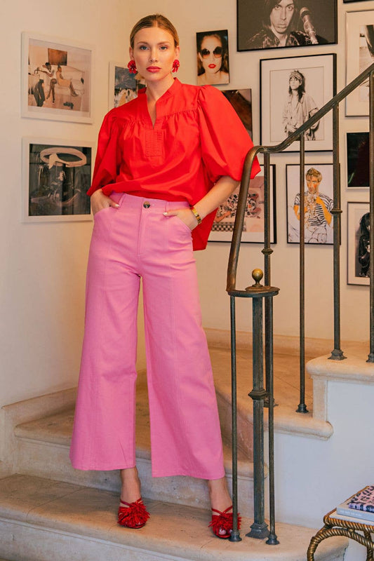 Pants High Rise Stitch Seamed Crop With Pockets Modest Fashion Faith Based
