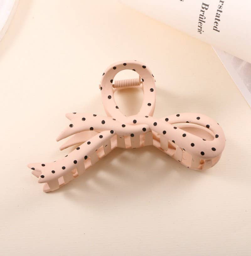 Hair Claw Clip Oversized Polka Dot Bow Glossy Acetate For All Hair Types