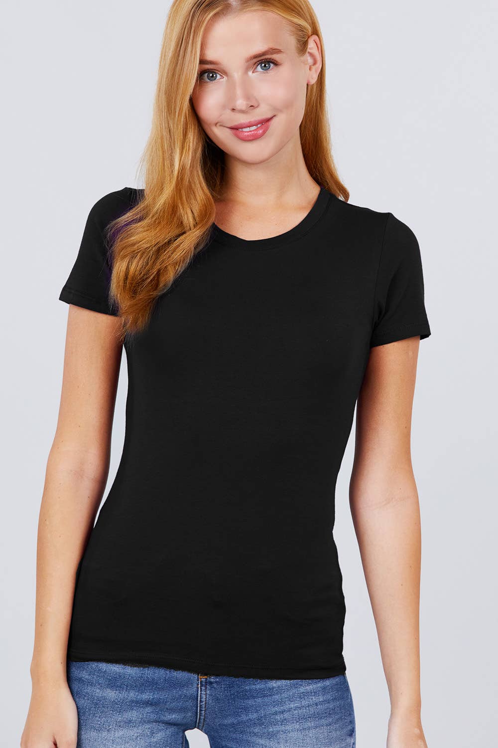 Cotton Jersey Top Fitted Short Sleeve Crew Neck Modest Fashion Faith Based Style