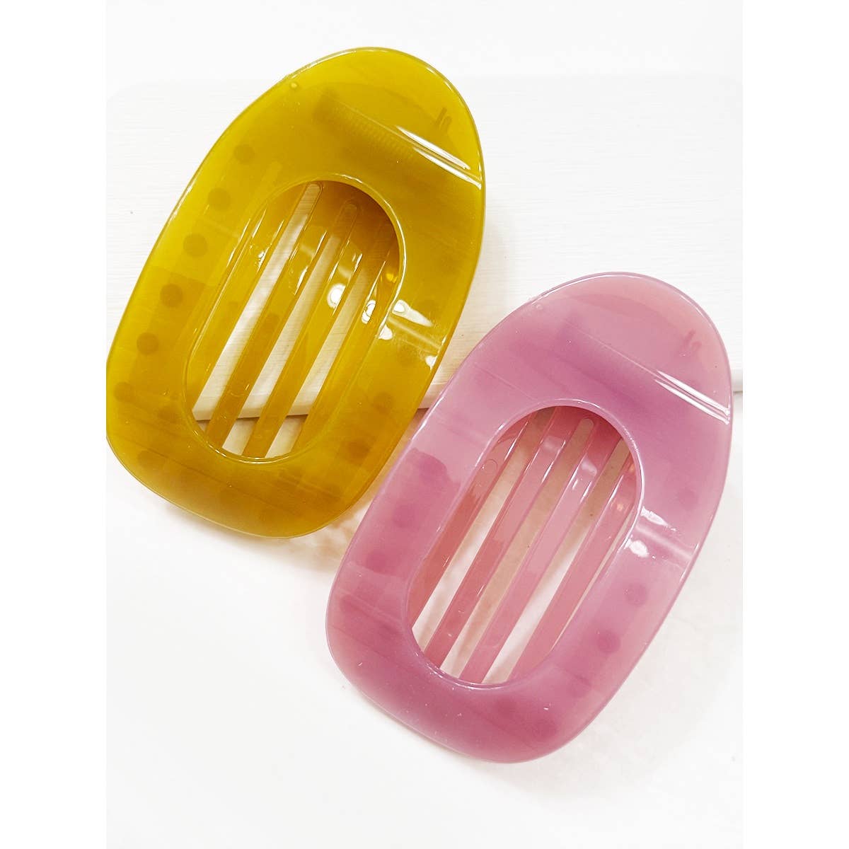 Hair Claw Clip Oval Flat Design With Jelly Colors For Thin Hair