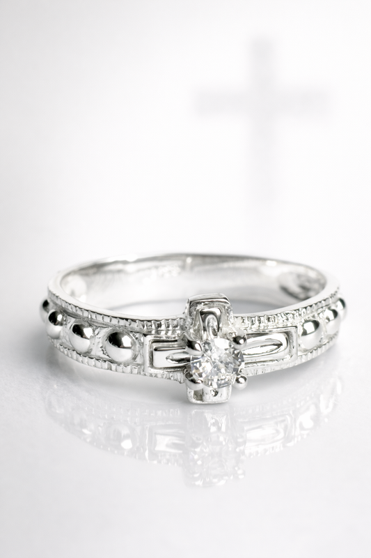 Rosary Ring – Faith-Based Unisex Sterling Silver 925 With Cubic Zirconia