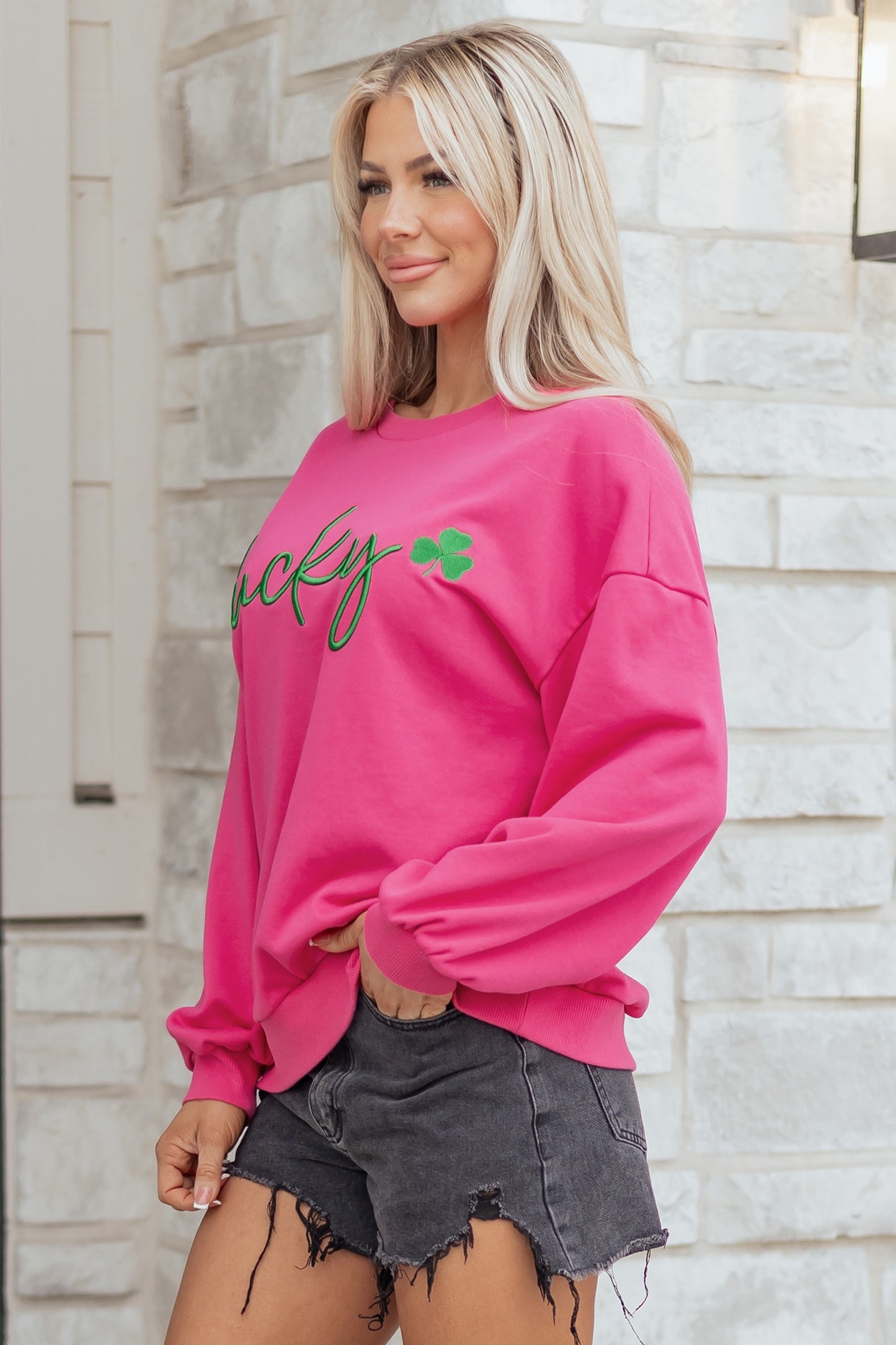 Feeling Lucky Embroidered Sweatshirt- SALE 50% Off