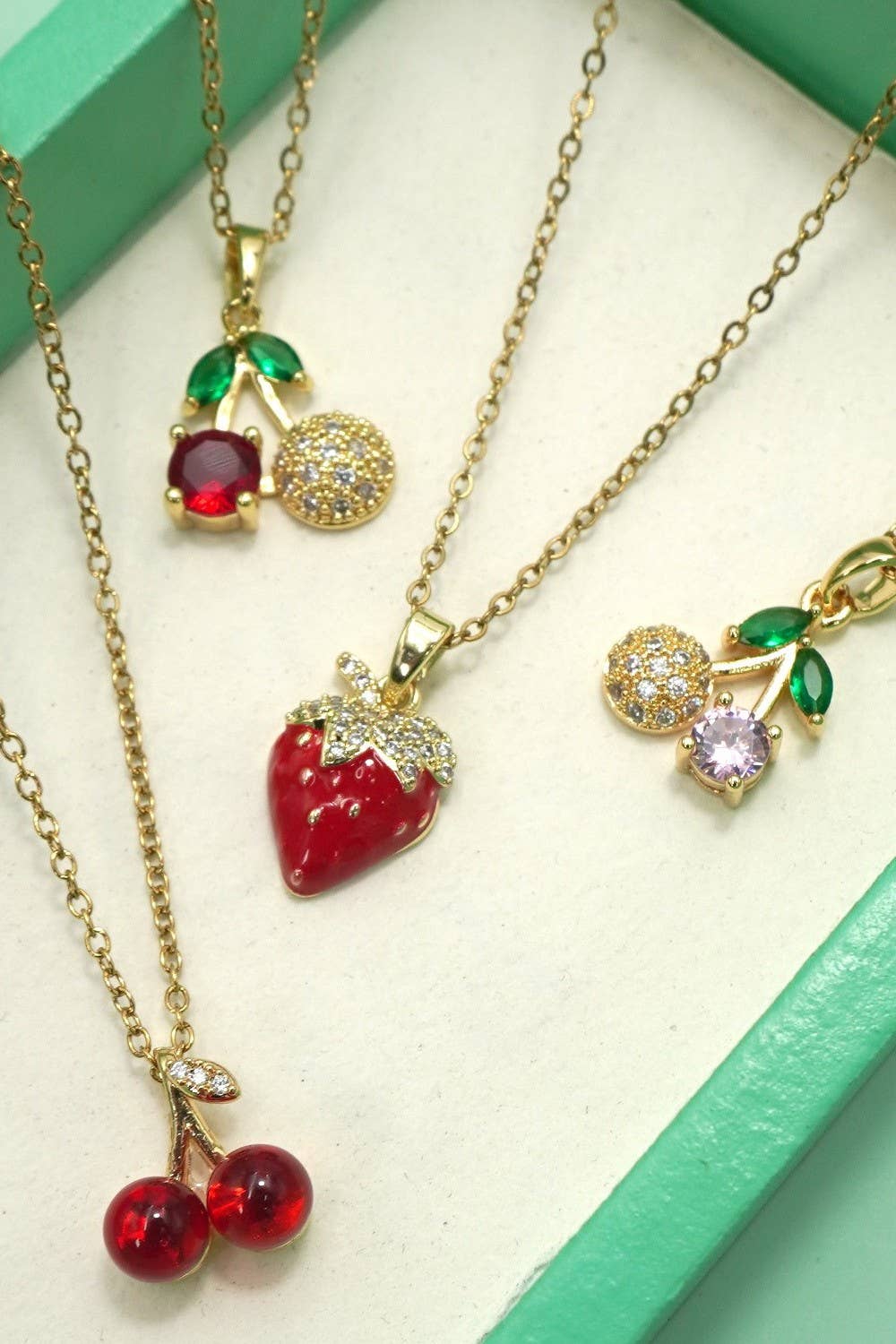 Fruit Pendant Necklace With 18K Gold Finish Stainless Steel Non Tarnish Gifts For Her