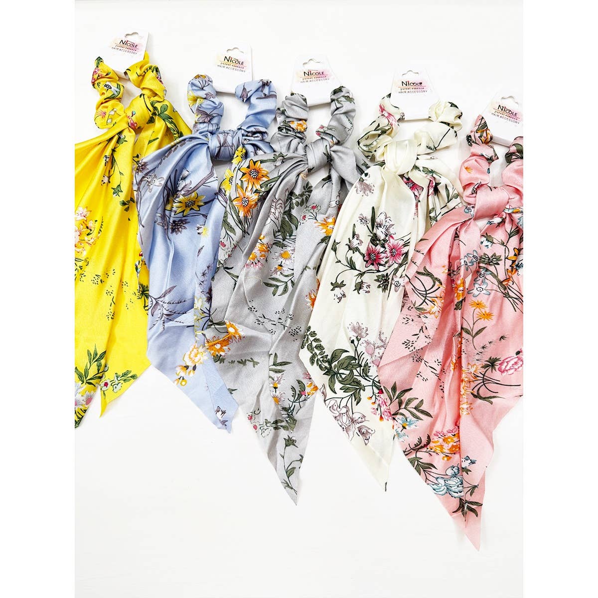 Hair Scrunchie Satin Floral Long Tail Accessory Modest Fashion