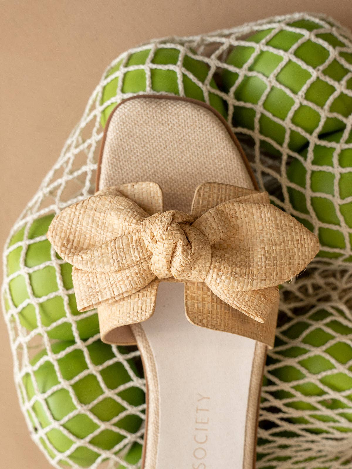 Slide Sandal Le Sage May Ginny Raffia Bow With DreamCloud Sole Natural