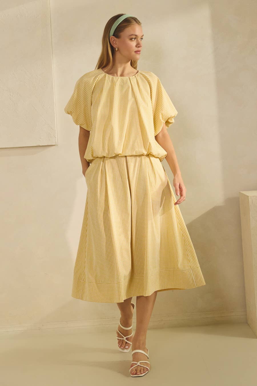Gingham Bubble Top And Skirt Set- HOT SELLER- Modest Fashion