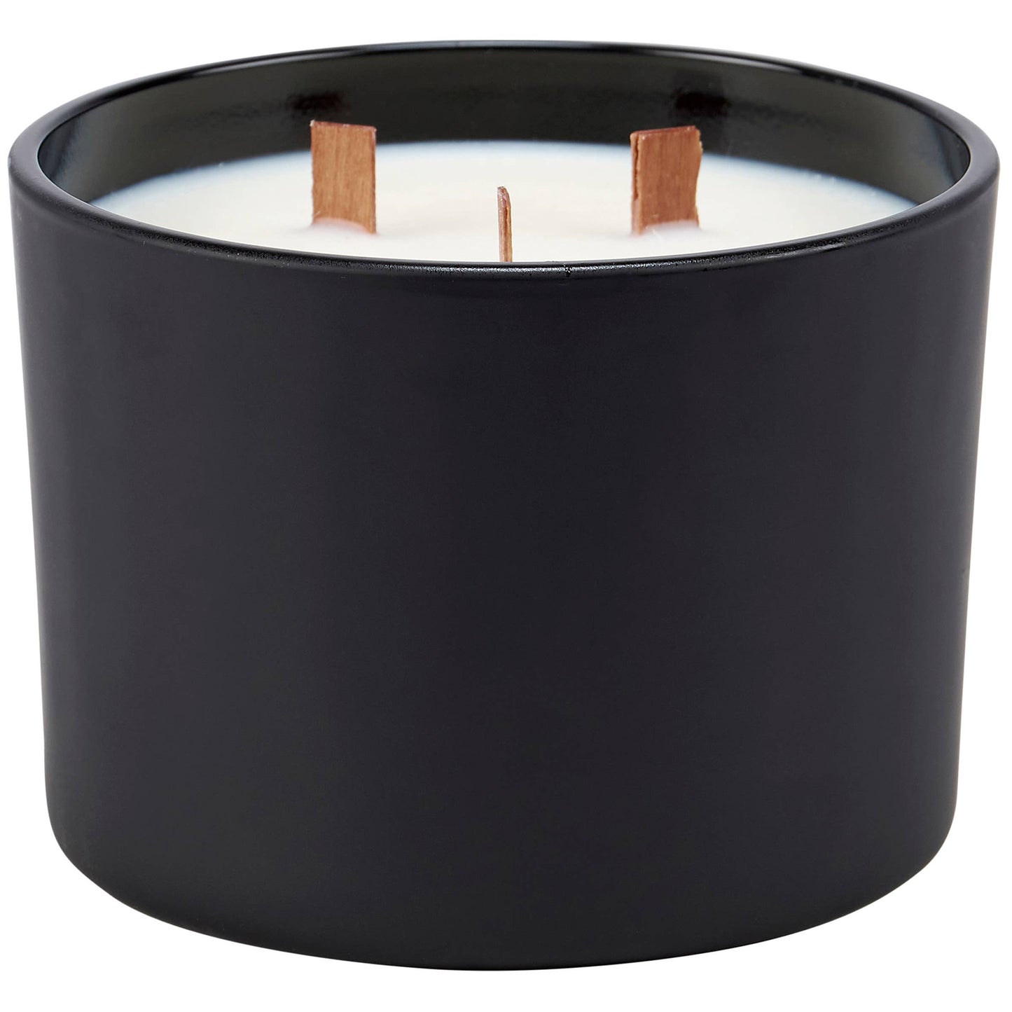 Poetry Candle With Typewriter Poem On Matte Black Glass, 3 Wooden Wicks