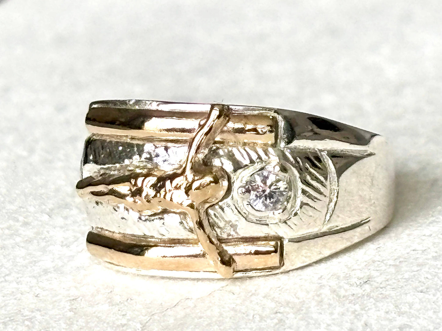 Jesus Cross Ring - Handcrafted Sterling Silver With 10K Gold Finish
