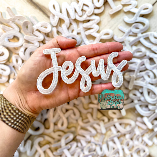 Embroidered Jesus Iron On Backing