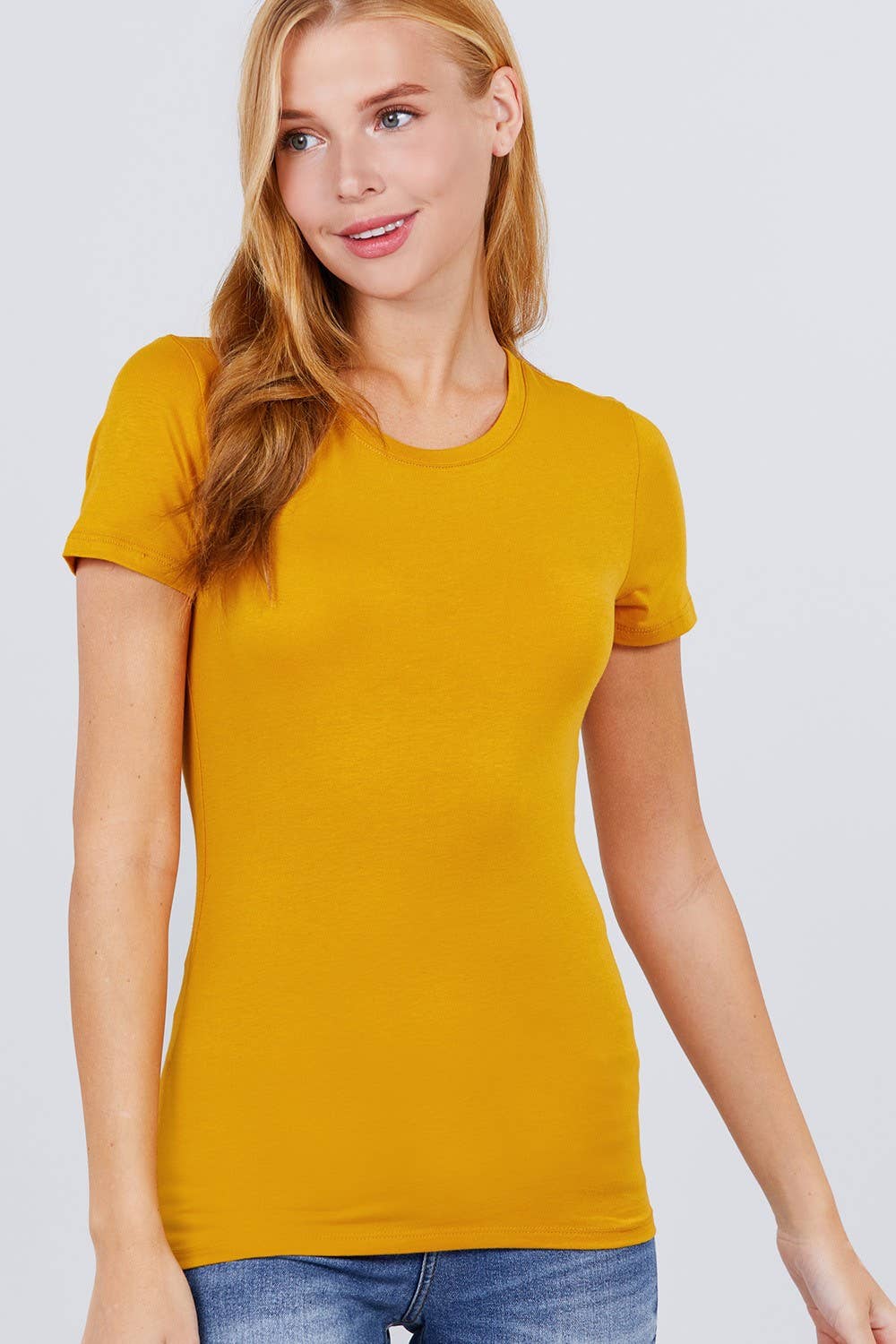 Cotton Jersey Top Fitted Short Sleeve Crew Neck Modest For Easter And Everyday