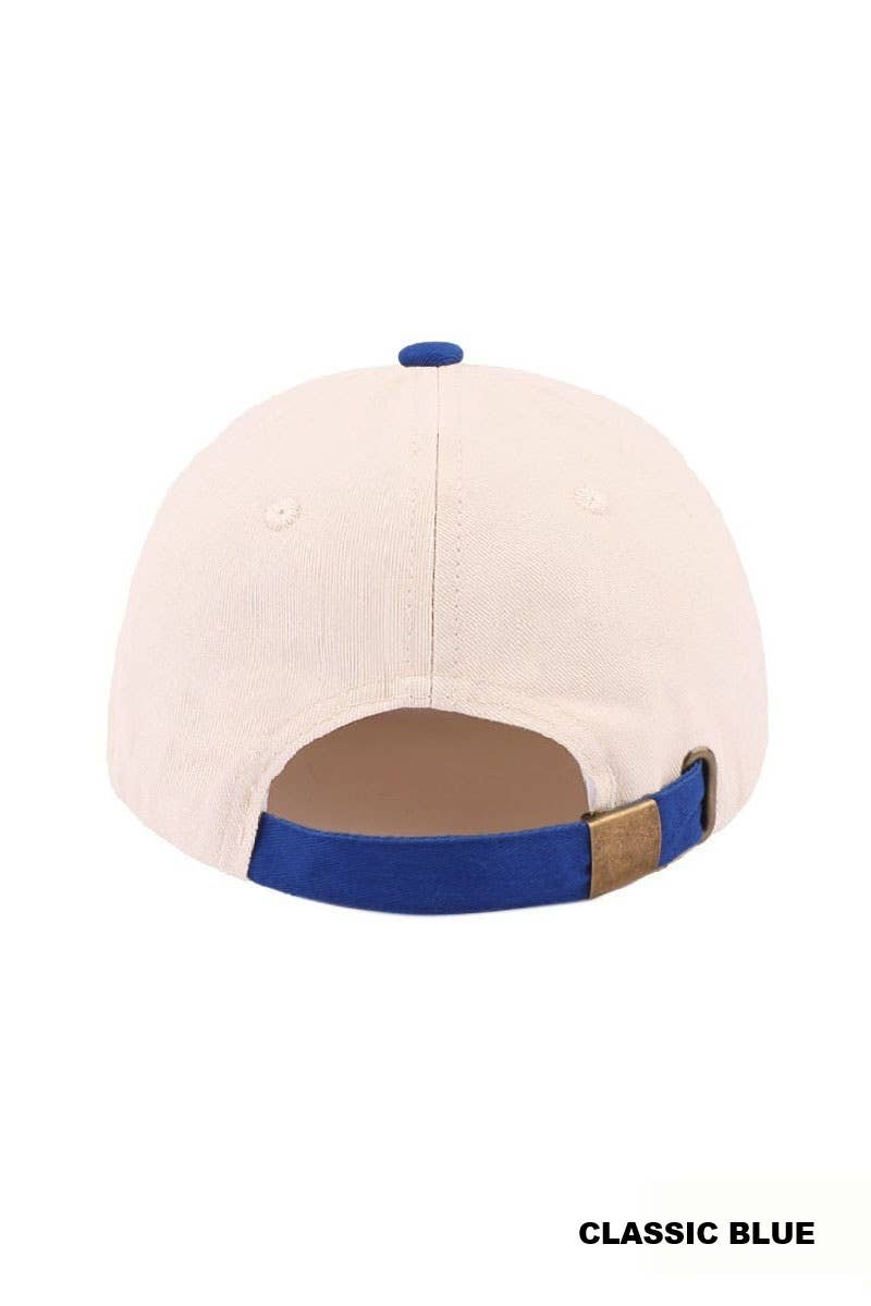 Canvas Cotton Cap Modest Fashion Two Tone Design Adjustable Strap
