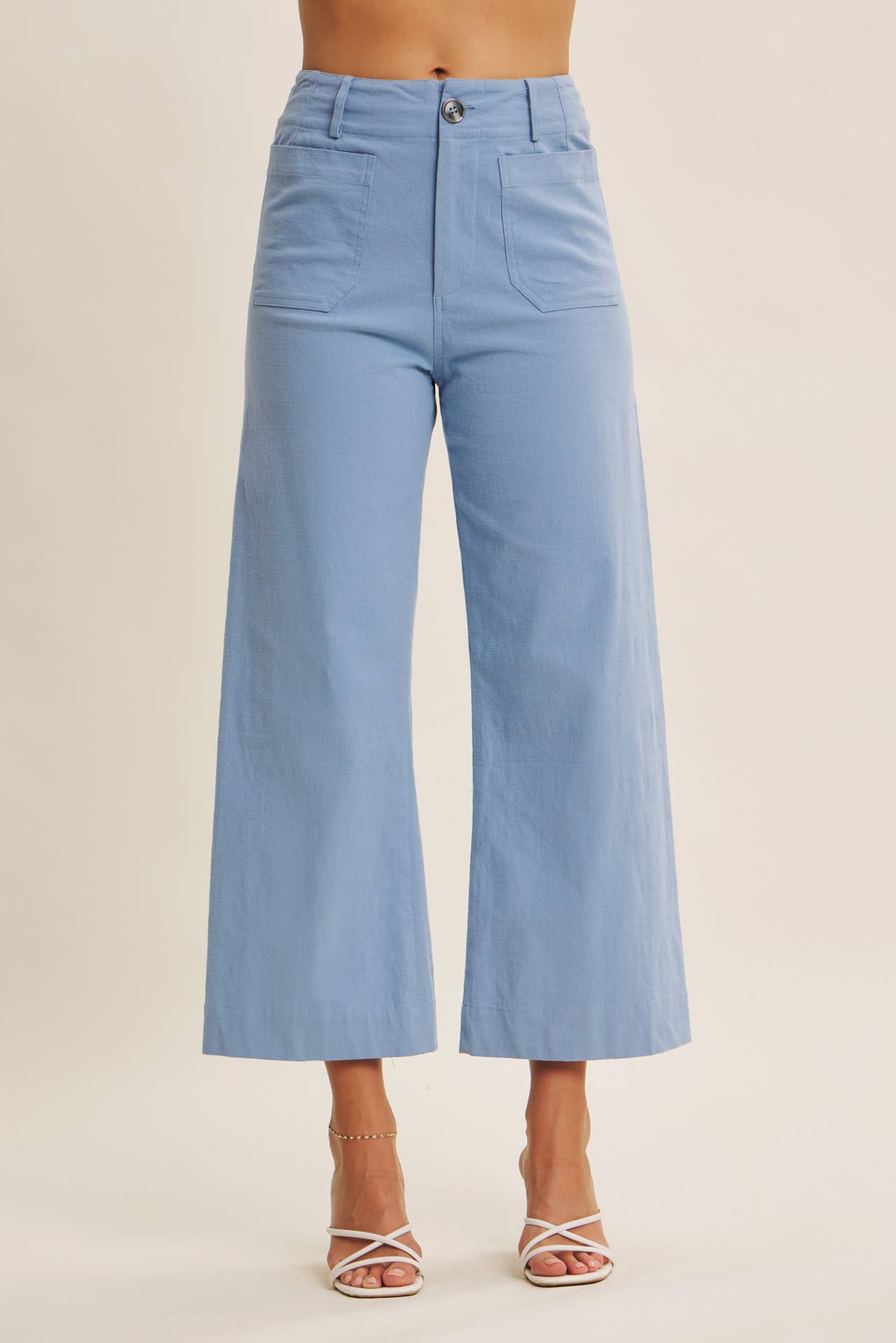 Ankle Pants Modest Seasonless Stretchy Cotton Linen With Pockets Women’s