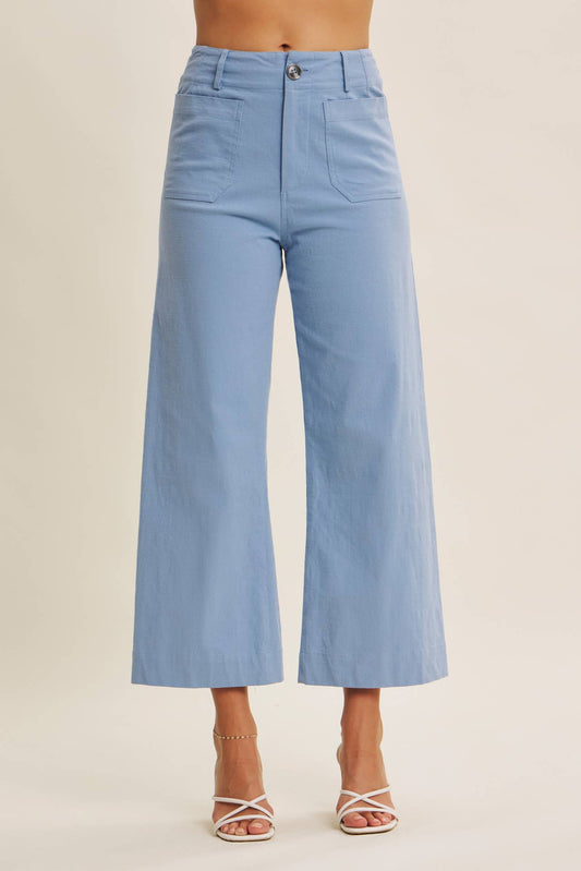 Ankle Pants Modest Seasonless Stretchy Cotton Linen With Pockets Women’s