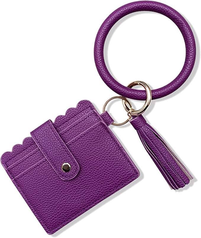 Bangle Keychain Wallet With ID Window In Vegan Leather For Handsfree Chic