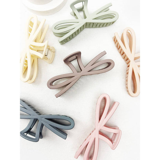 Hair Clip Jumbo Knotted Bow Claw Soft Tone