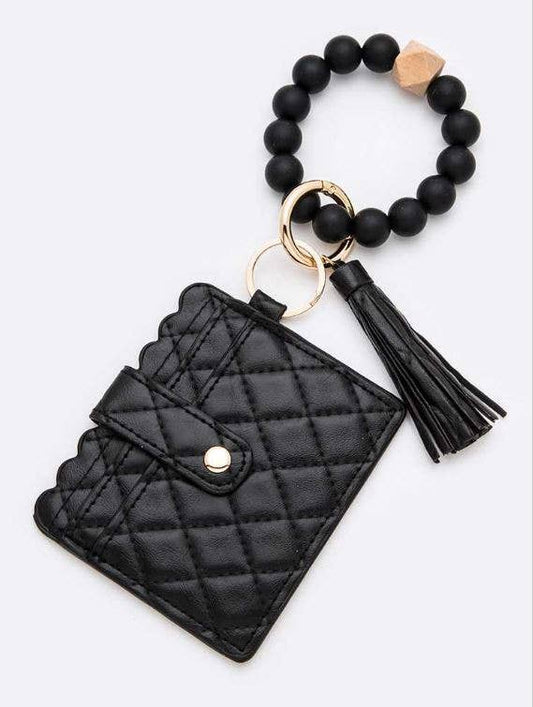 Keychain Wallet With Beaded Wristlet