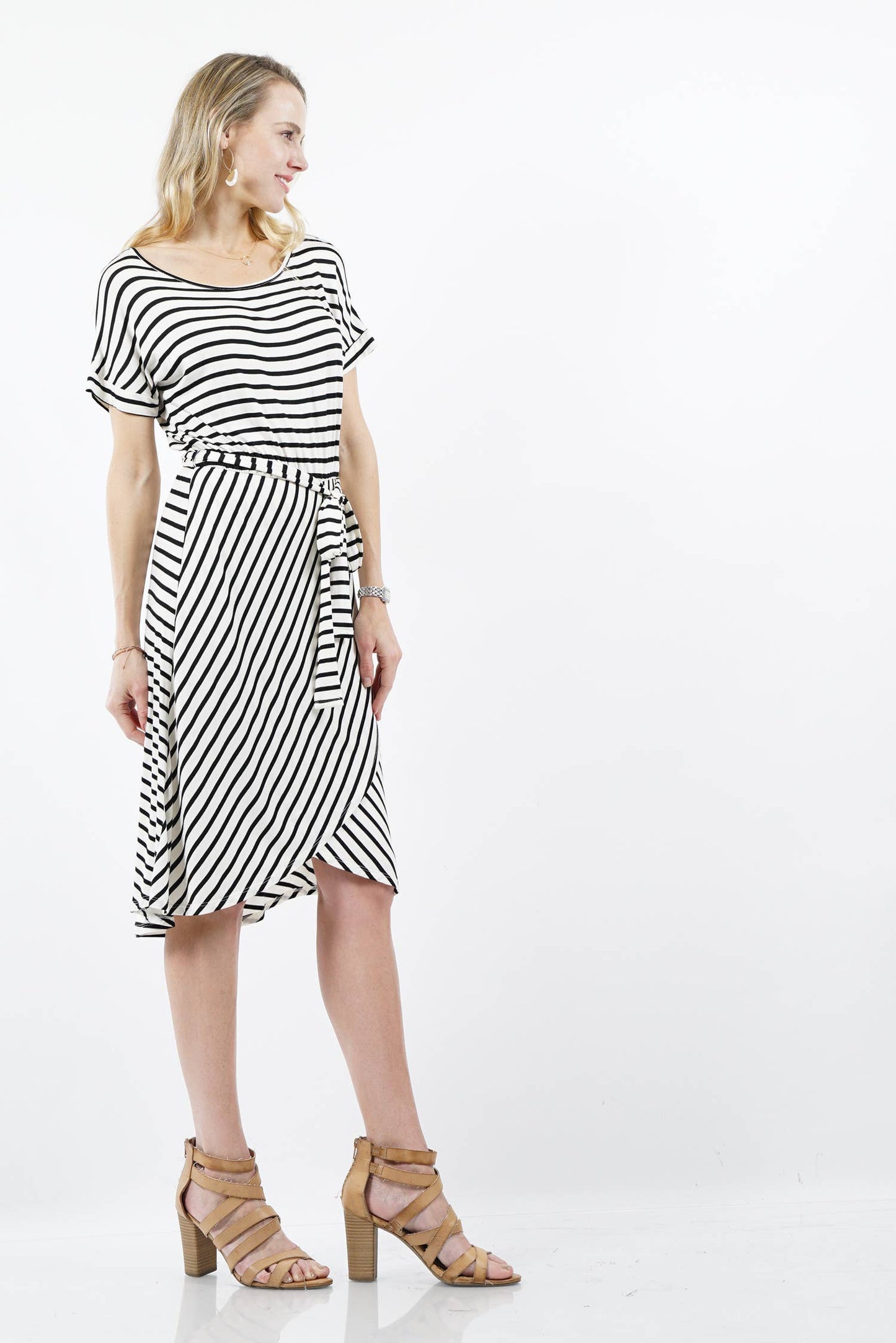 Tie At Waist Everyday Midi Dress - Modest, Tulip Hem