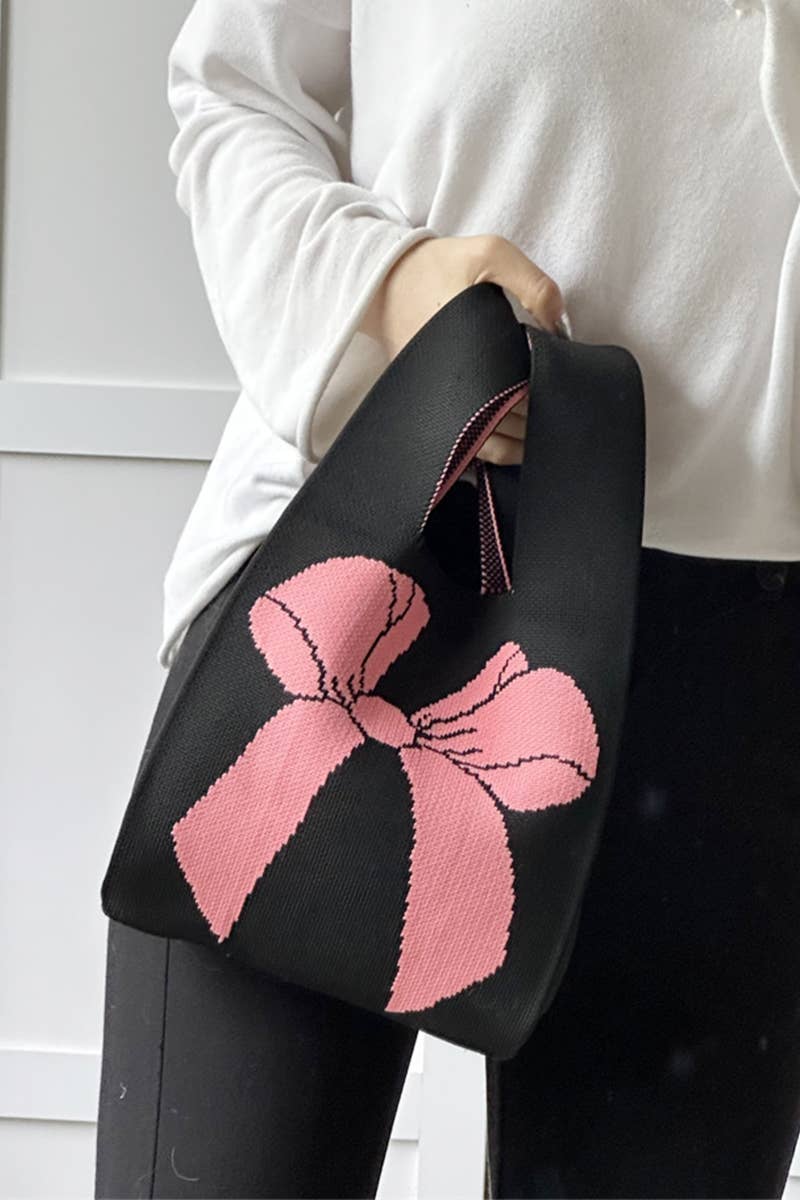 Tote Bag – Bow Ribbon Knitted Knot Texture, Lightweight