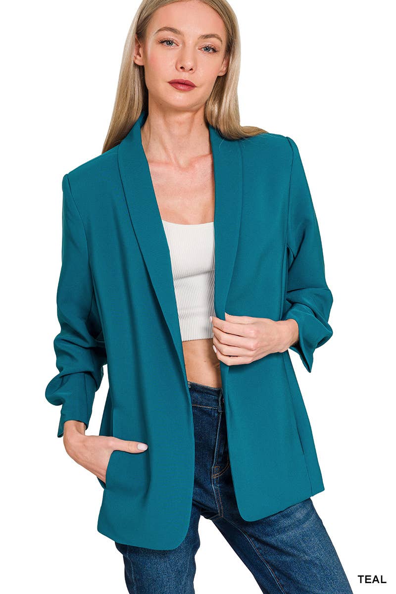 Boss Lady Blazer | Three Quarter Ruched Sleeves