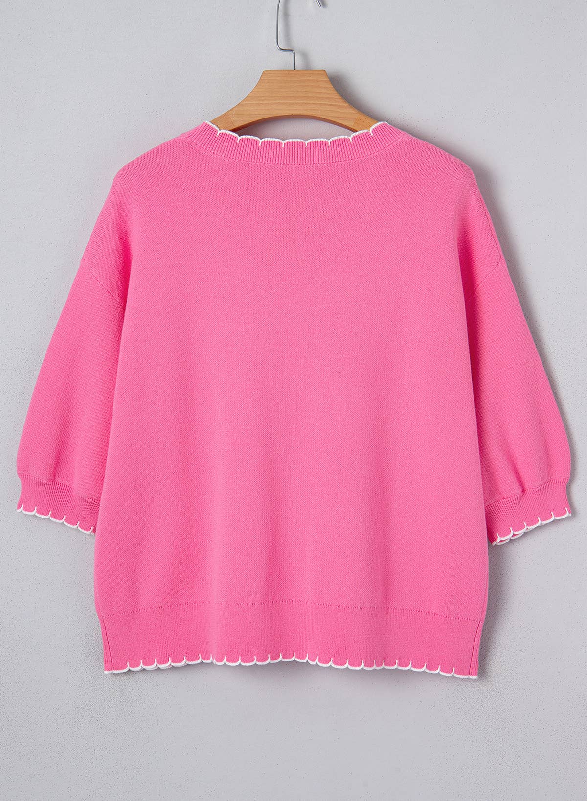 Le Sage May Sweater Modest Ribbon Bow Stitch Trim - Drop Shoulder, Sachet Pink