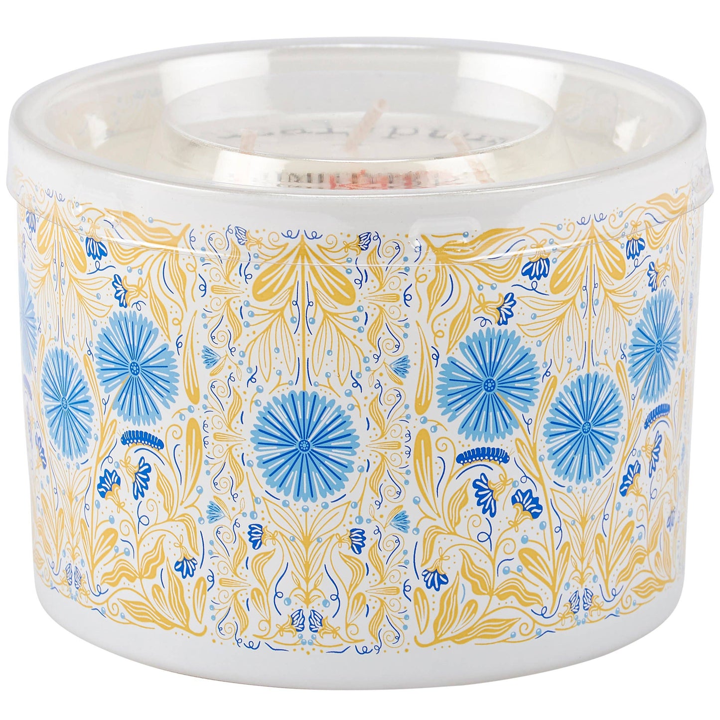 Lovely 16oz Candle With Floral Folk Art On Frosted Glass Gift For Her