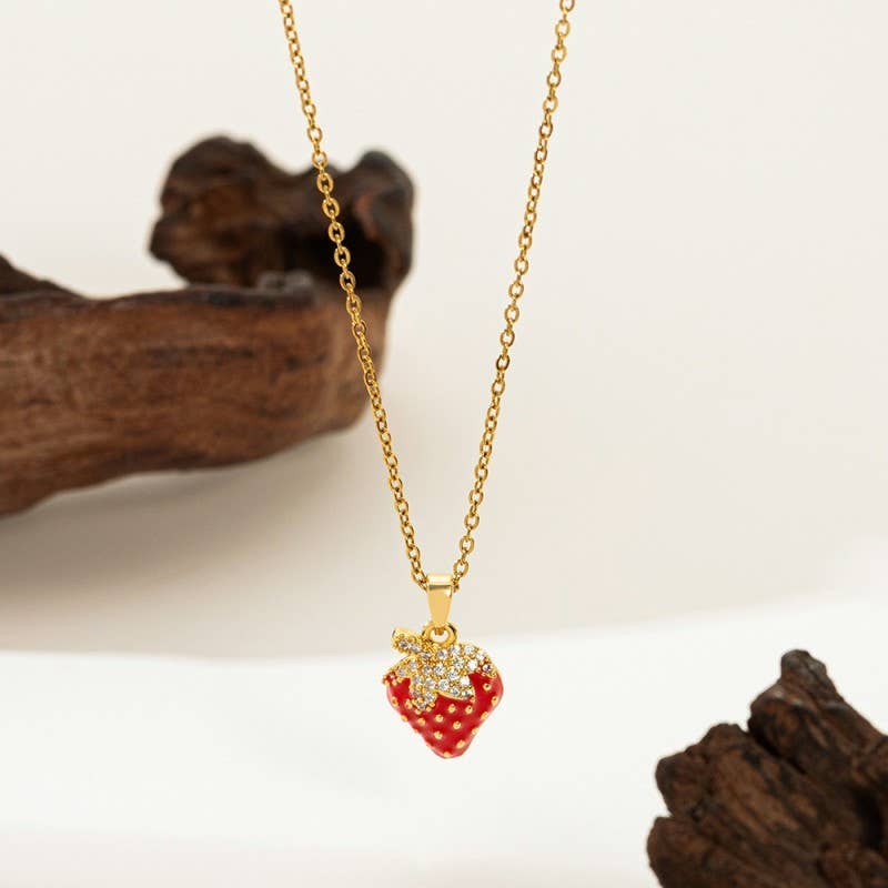 Fruit Pendant Necklace With 18K Gold Finish Stainless Steel Non Tarnish Gifts For Her