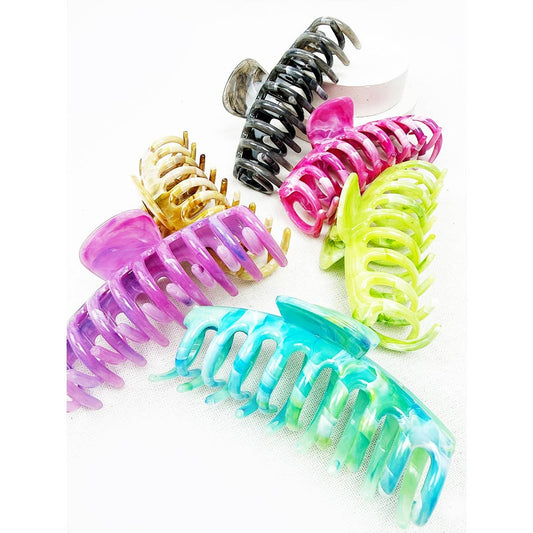 Hair Claw Clip Marbled Round Finish Assorted Colors