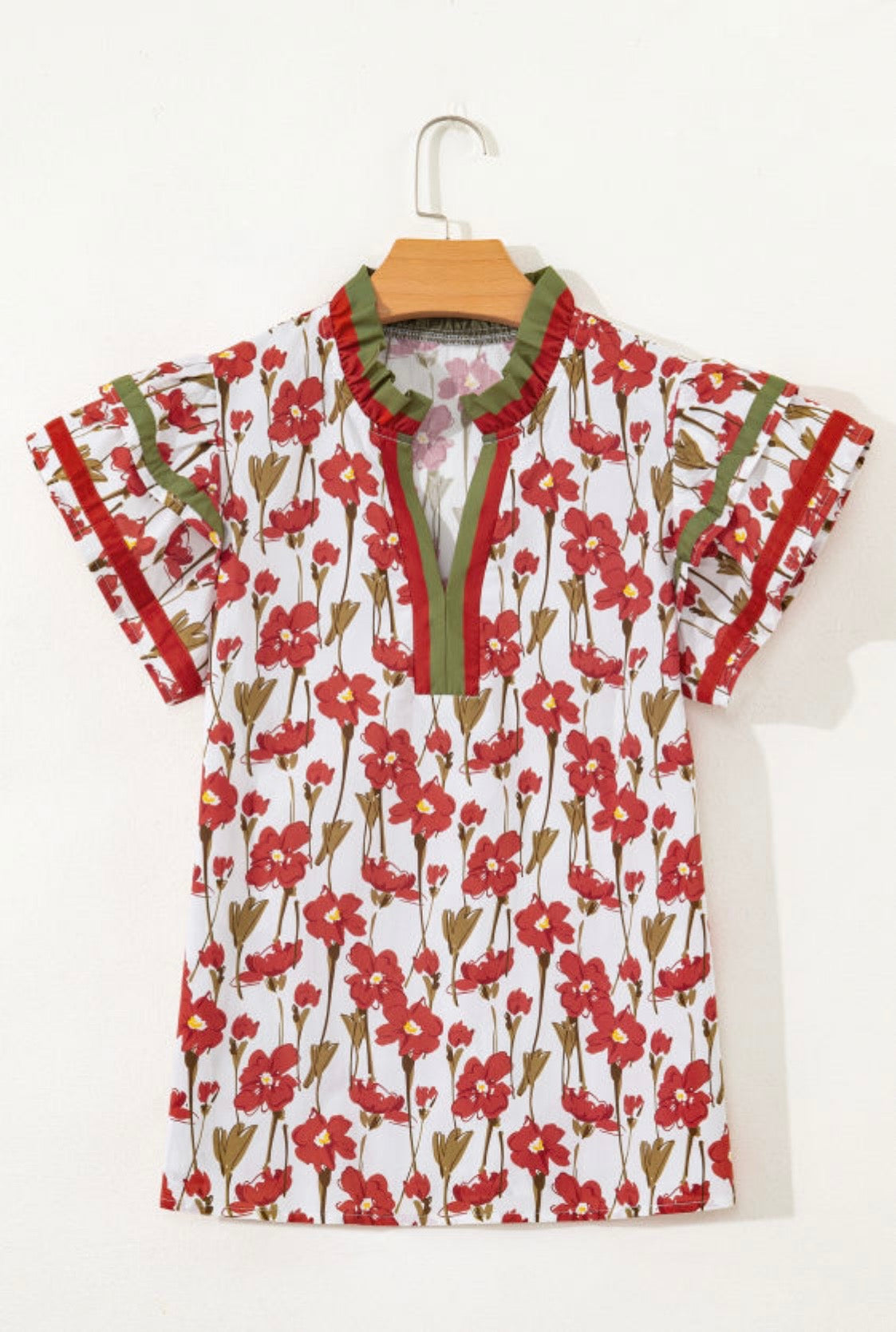 Blouse With Floral Ruffle Sleeves | Everyday Flair