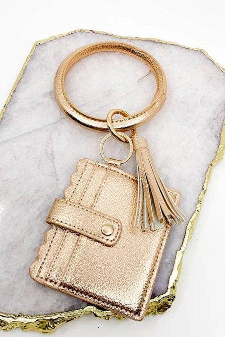 Bangle Keychain Wallet With ID Window In Vegan Leather For Handsfree Chic