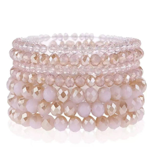 Beaded Bracelet Combo Nude Set - Pink Blush Tones
