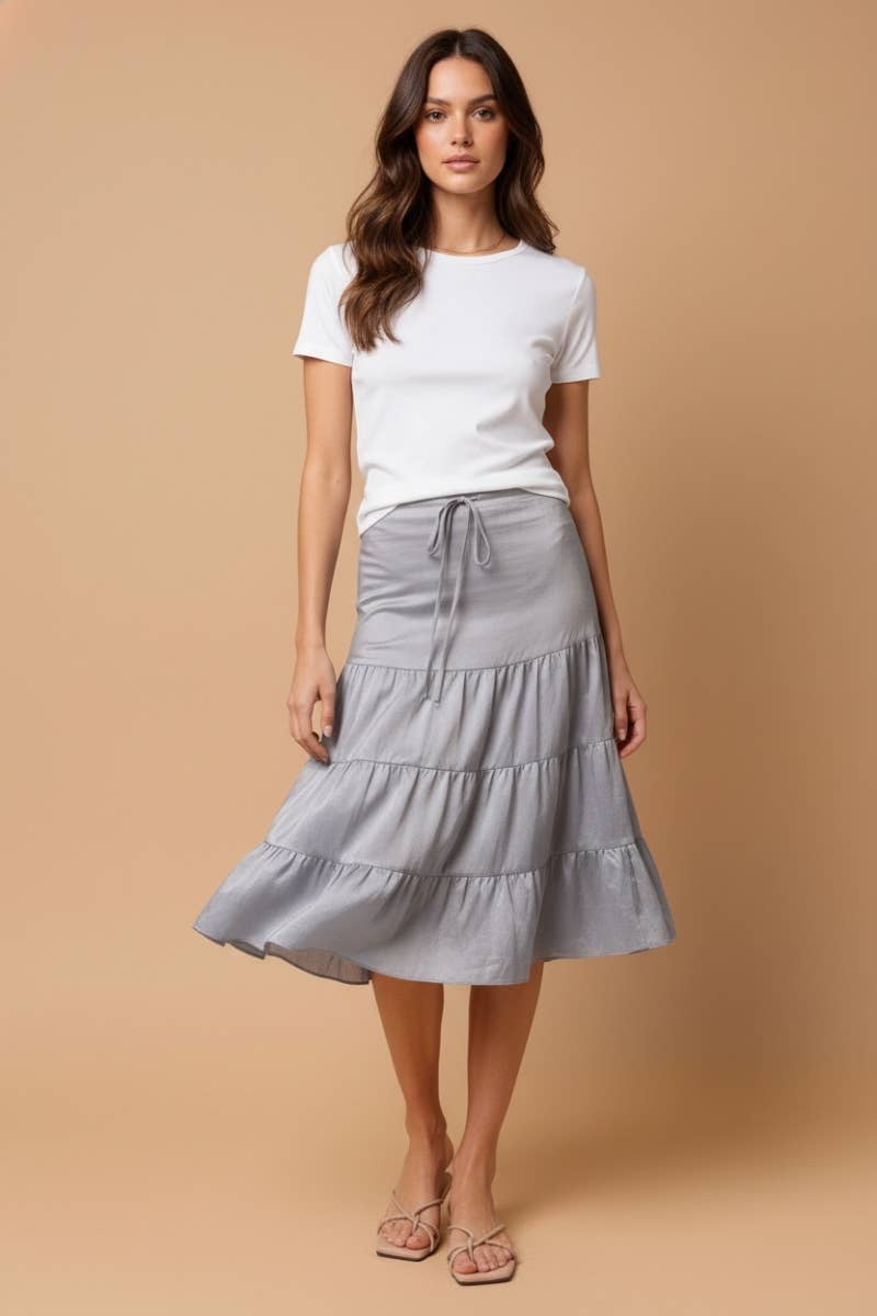 Skirt - Midi Linen Drop- Waist Tiered, Modest Fashion For Women HOT SELLER