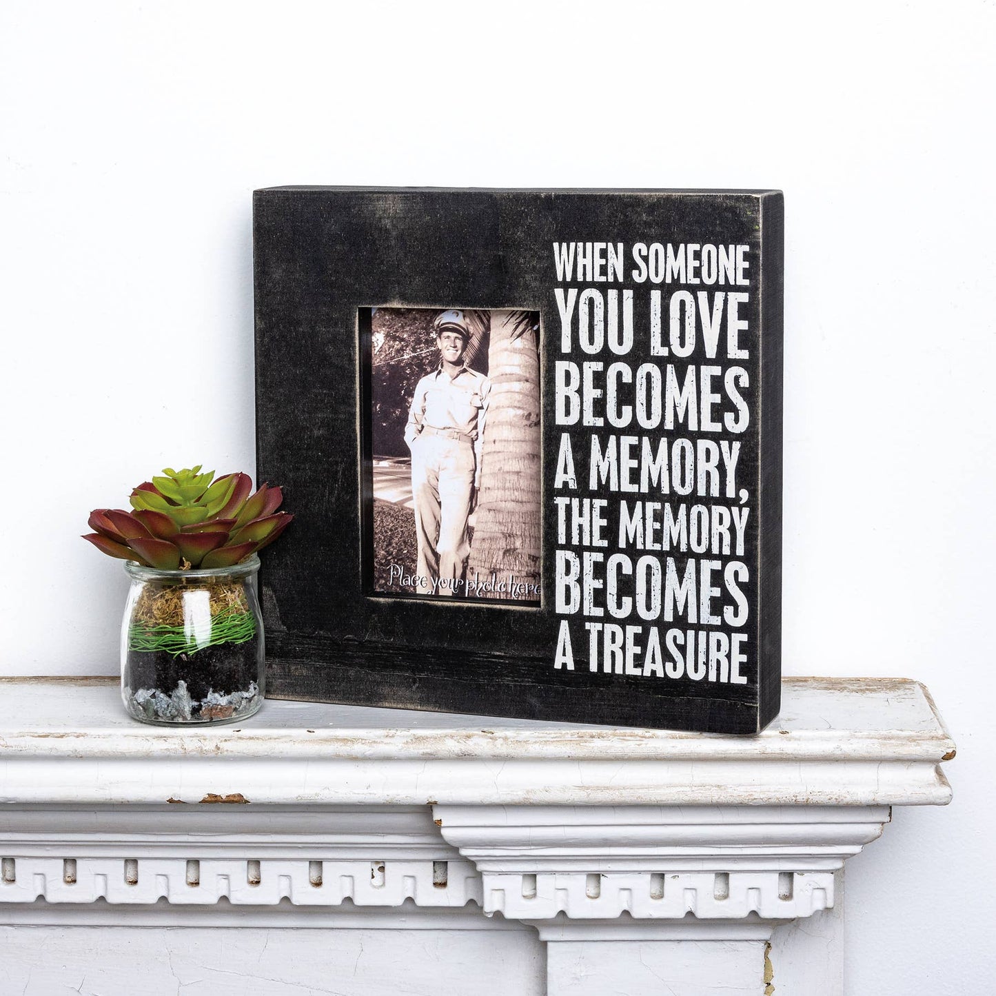 Memory Box Frame Distressed Black And White Box Sign For 4x6 Photos