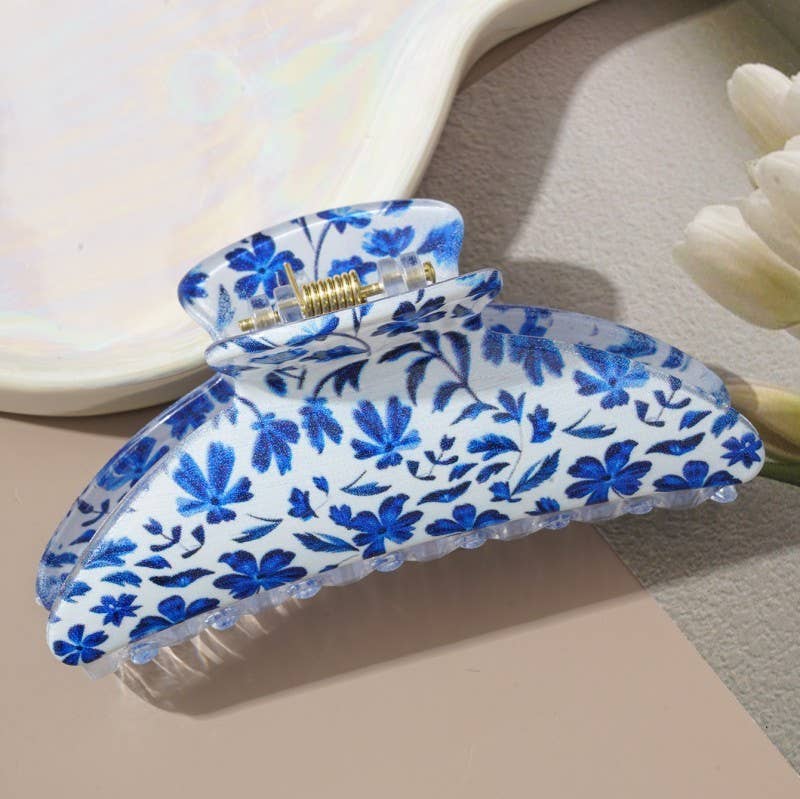 Hair Claw Clips Floral Print Garden Style Large Accessory For Women