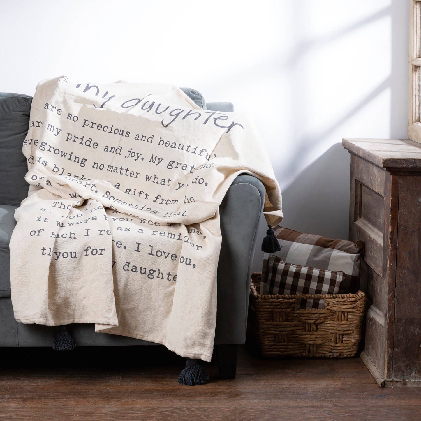 Throw Blanket To My Daughter Poetry Collection Neutral Colors Gifts For Her