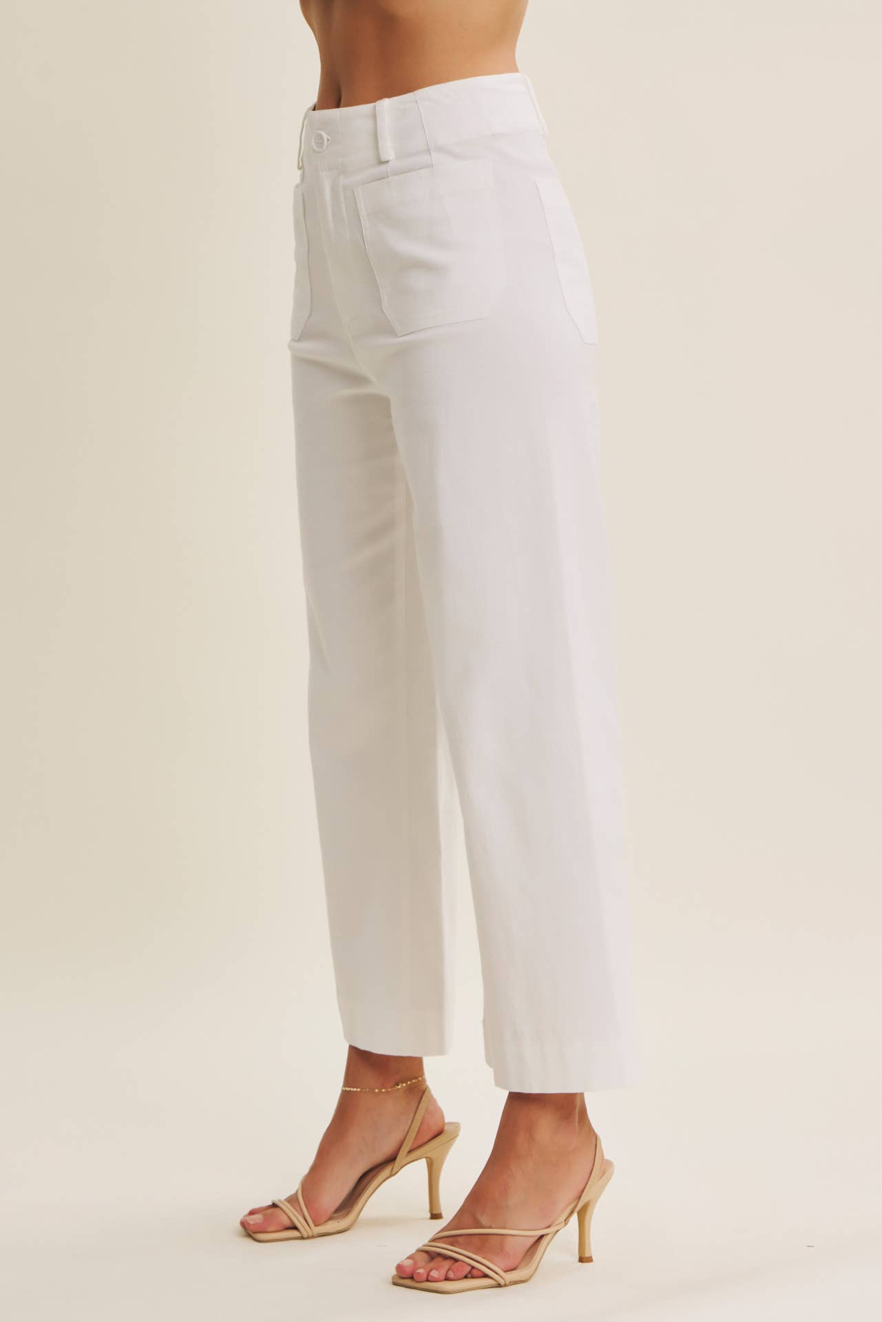 Ankle Pants Modest Seasonless Stretchy Cotton Linen With Pockets Women’s